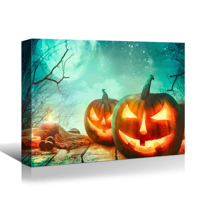 Drop-Shipping Framed Canvas Wall Art Decor Painting For Halloween, Jack-o-lanterns Painting For Halloween Gift, Decoration For Halloween Living Room, Bedroom Decor-Ready To Hang