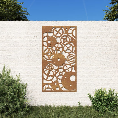 Patio Wall Decoration 41.3"x21.7" Corten Steel Gear Wheel Design