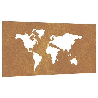 Patio Wall Decoration 41.3"x21.7" Corten Steel World Map Design