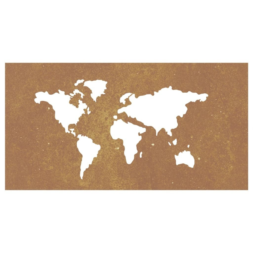 Patio Wall Decoration 41.3"x21.7" Corten Steel World Map Design