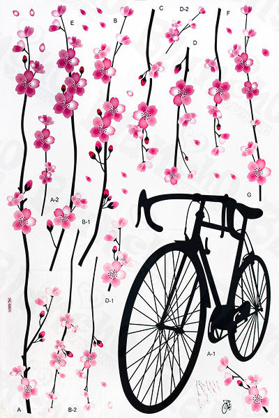 Bike & Flowers 2 - X-Large Wall Decals Stickers Appliques Home Decor