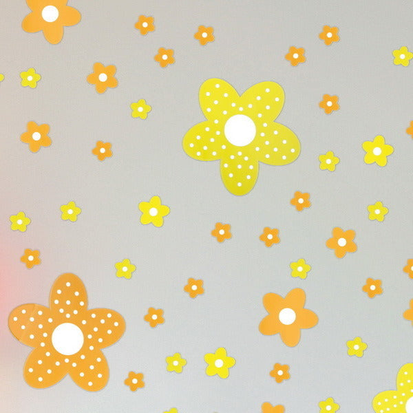 Yellow Floral Design - Large Wall Decals Stickers Appliques Home Decor