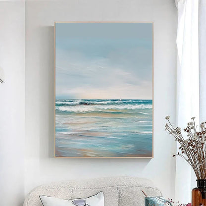 Large Ocean Seascape Oil Painting On Canvas Original Sea Art Sea Landscape Painting Sea Level Abstract Oil Painting Living room Wall Decor