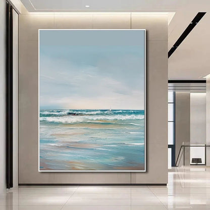 Large Ocean Seascape Oil Painting On Canvas Original Sea Art Sea Landscape Painting Sea Level Abstract Oil Painting Living room Wall Decor