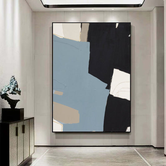 Handmade Oil Painting Extra Large Canvas Wall Art Blue And Black Abstract Acrylic Oil Painting On Canvas Modern Hand-Painted Minimalist Art For Living Room