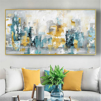 Handmade Oil Painting Abstract Acrylic Painting Colorful Art Yellow And Blue Nordic Style Modern Abstract Textured Oil Painting Colorful Acrylic Fedex Shipping Cost