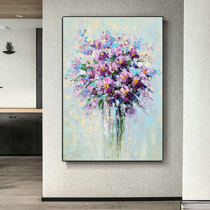 Hand Painted Colourful Textured Floral Modern Acrylic Oil Painting Bouquet Impressionist Wall Art For Home Decor Fedex Shipping Cost