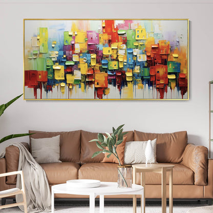 Handmade Oil Painting Abstract Urban Architecture Oil On Canvas Modern Texture Art Impasto Colorful Creative Home Wall Deco Palette Knife Painting Holiday Gift