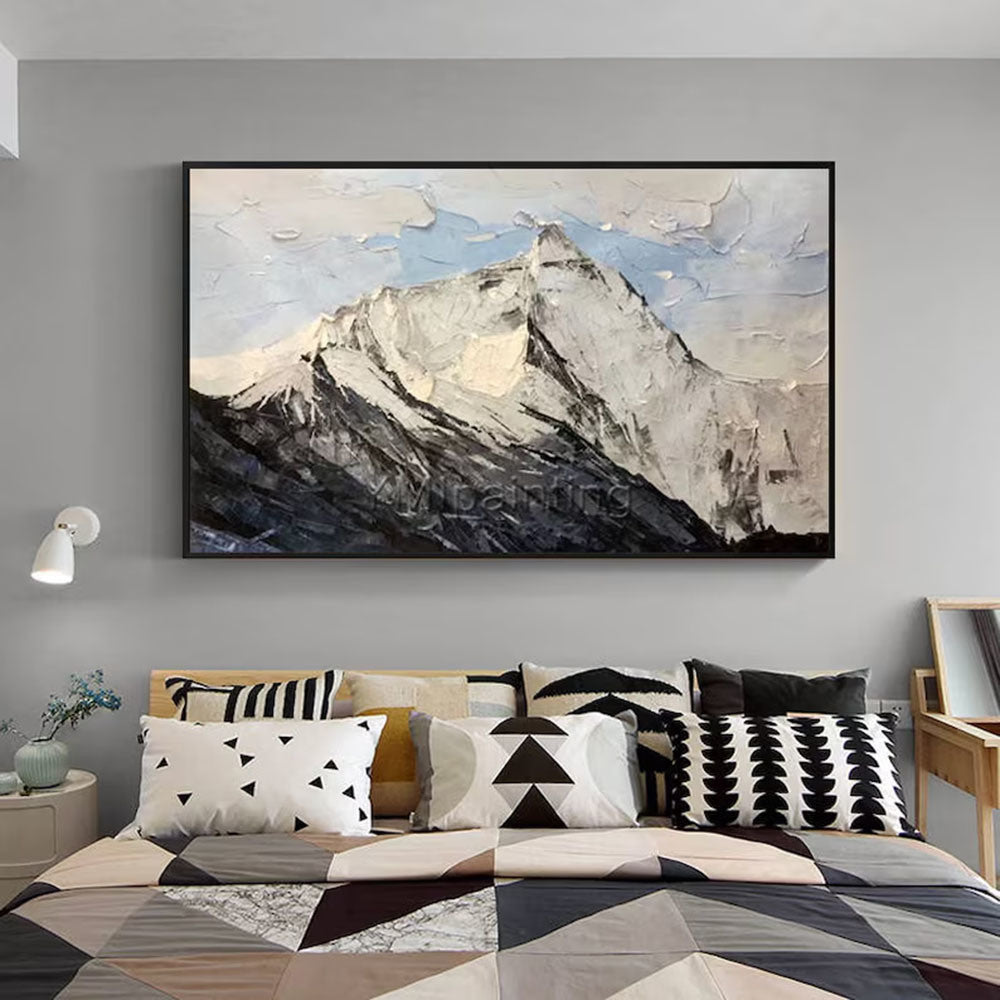 Hand Painted Snow Mountain Oil Abstract Paintings On Canvas Original Extra Large Wall Pictures Palette Knife Heavy Texture Home Decor Cuadro Abstracto