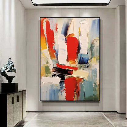 Handmade Oil Painting Red Orange Large Painting Palette Knife Painting Colors Abstract Wall Art Modern Abstract Canvas Large Canvas Art Acrylic Colorful Painting