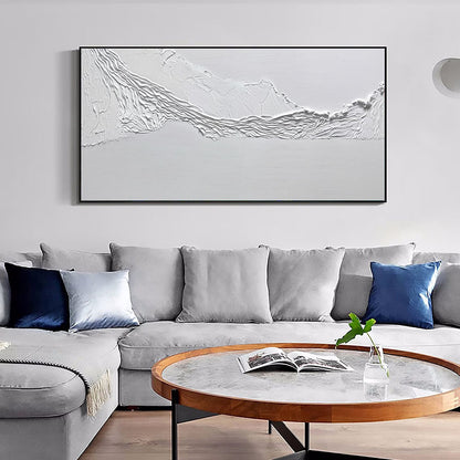 Handmade Oil Painting Oversized Seaswaves Textured Painting Original Clouds Abstract Painting Extra Large Wall Art Acrylic Minimalist Paintings