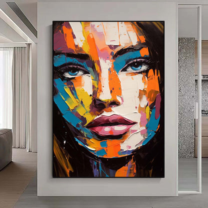 Handmade Oil Painting Extra Large Face Abstract Painting Palette Knife Textured Painting Colors Abstract Wall Art Modern Abstract Canvas Large Acrylic Canvas Art