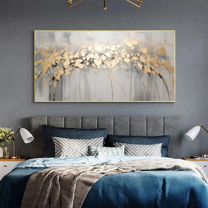 Tree with Golden Leaves 100% Handmade Gold Leaf Textured Painting Acrylic Abstract Oil Painting Wall Decor Living Room Golden Nature