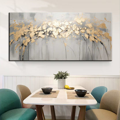 Tree with Golden Leaves 100% Handmade Gold Leaf Textured Painting Acrylic Abstract Oil Painting Wall Decor Living Room Golden Nature