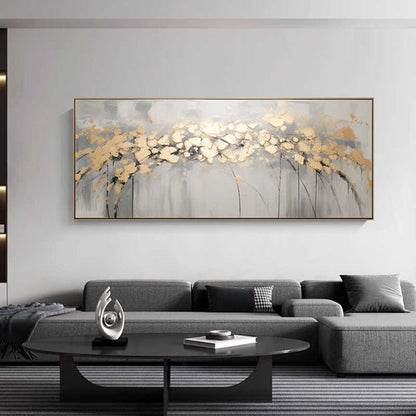 Tree with Golden Leaves 100% Handmade Gold Leaf Textured Painting Acrylic Abstract Oil Painting Wall Decor Living Room Golden Nature