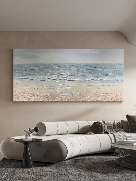 Abstract Beach Oil Painting On Canvas Original Sea Painting Large Wall Art Ocean Wall Art Custom Painting Living room Decor Beach Decor