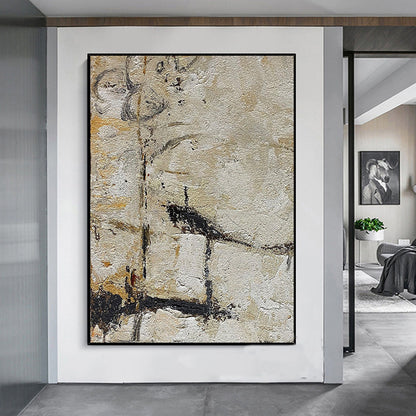 Handmde Oil Painting Original Beige Minimalist Wall Art Large Abstract Minimalist Grey Painting Minimalist Abstract Art On Canvas Modern Painting For Living Room