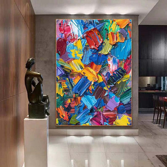 Handmade Oil Painting Knife Colorful Abstract Painting Large Original Texture On Canvas Wall Art For Home Decor Heavy Textured Oil Painting Colorful Painting