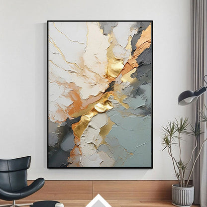 Handmade Oil Painting Original Large Gold On Canvas Painting Modern Abstract Gray Acrylic Painting Blue Texture Painting Oversize Wall Art Wall Pictures