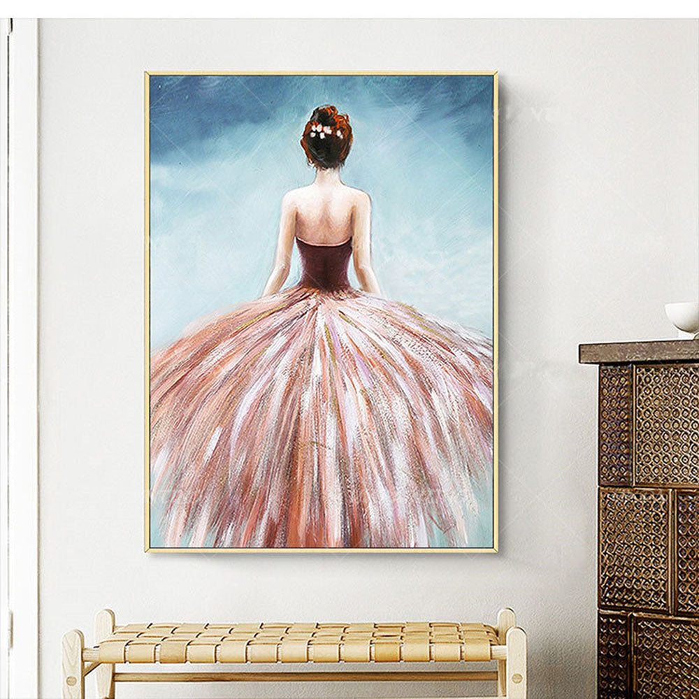 Handmade Oil Painting Ballerina Painting Modern Abstract Art Acrylic Painting On Canvas Original Ballet Art Large Wall Art Woman Painting Pink Blue Coral Art