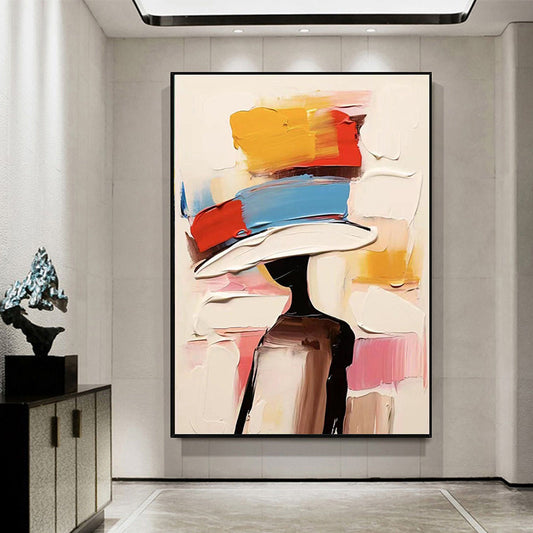 Abstract Lady Handmade Oil Painting Large Faceless Portrait Painting Colorful Woman Artwork Original Figurative Wall Art Woman Wall Art Home Decor