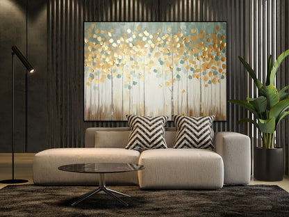 Tree with Golden Leaves 100% Handmade Gold Leaf Textured Painting Acrylic Abstract Oil Painting Wall Decor Living Room Golden Nature