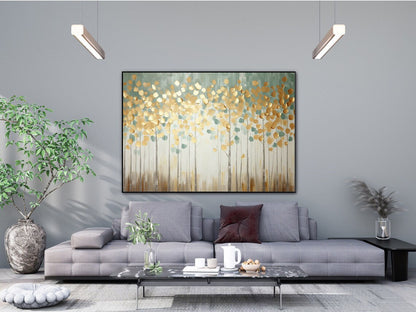 Tree with Golden Leaves 100% Handmade Gold Leaf Textured Painting Acrylic Abstract Oil Painting Wall Decor Living Room Golden Nature