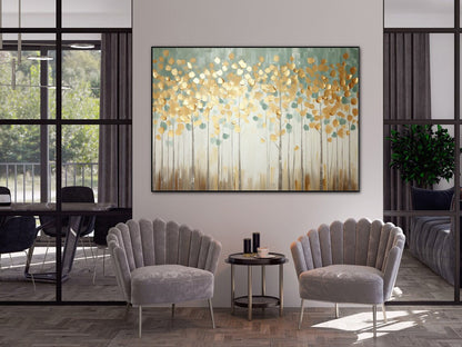 Tree with Golden Leaves 100% Handmade Gold Leaf Textured Painting Acrylic Abstract Oil Painting Wall Decor Living Room Golden Nature