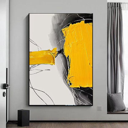 Abstract Oil Painting On Canvas Modern Oil Painting Yellow Hand Painted Large Wall Art For Home Decor