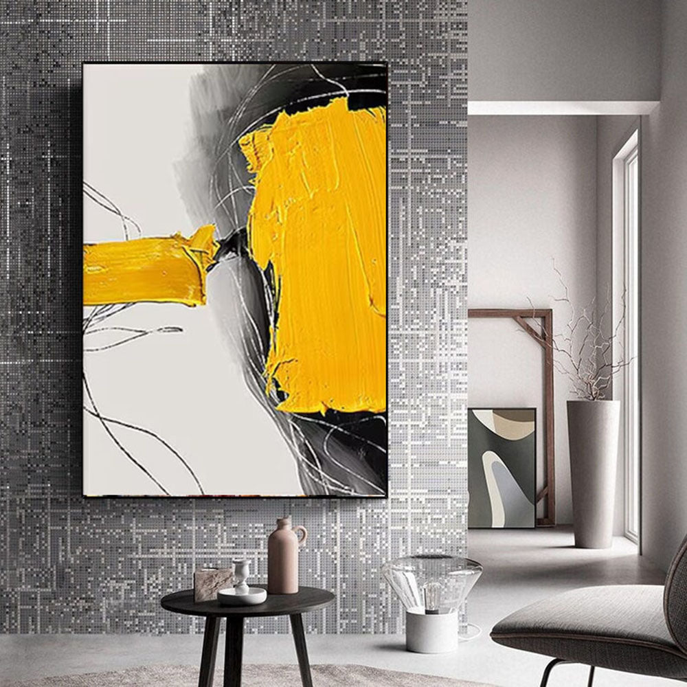 Abstract Oil Painting On Canvas Modern Oil Painting Yellow Hand Painted Large Wall Art For Home Decor