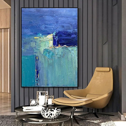 Abstract Oil Painting On Canvas Modern Blue Oil Painting Hand Painted Large Wall Art For Home Decor