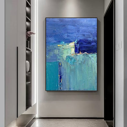 Abstract Oil Painting On Canvas Modern Blue Oil Painting Hand Painted Large Wall Art For Home Decor