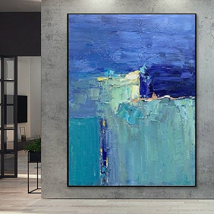 Abstract Oil Painting On Canvas Modern Blue Oil Painting Hand Painted Large Wall Art For Home Decor