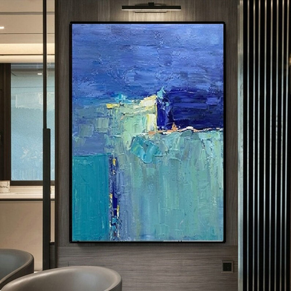 Abstract Oil Painting On Canvas Modern Blue Oil Painting Hand Painted Large Wall Art For Home Decor