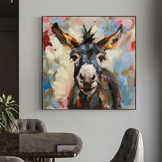 Donkey Portrait Canvas Painting Farm Animals Original Canvas Art Kids Room Decor Christmas Gifts