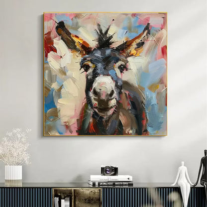 Donkey Portrait Canvas Painting Farm Animals Original Canvas Art Kids Room Decor Christmas Gifts