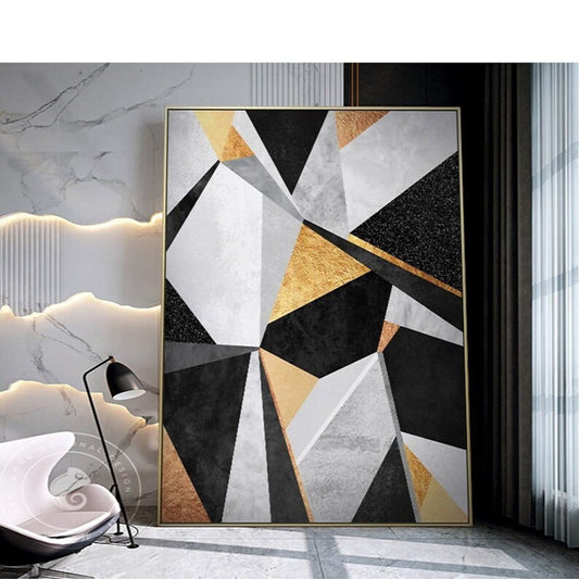 Abstract Oil Painting On Canvas Modern Oil Painting Hand Painted Triangle Large Wall Art For Home Decor