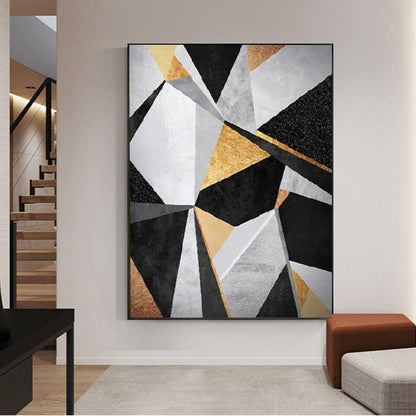 Abstract Oil Painting On Canvas Modern Oil Painting Hand Painted Triangle Large Wall Art For Home Decor