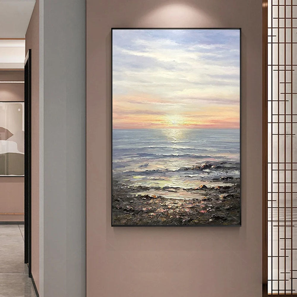 Ocean Painting Large Coastal Painting On Canvas Sea Landscape Painting Large Wall Sky Sea Painting Sea Level Painting Of Sunrise Landscape