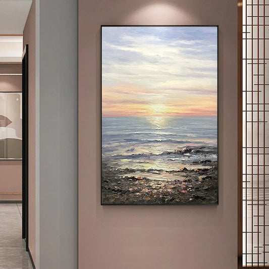 Ocean Painting Large Coastal Painting On Canvas Sea Landscape Painting Large Wall Sky Sea Painting Sea Level Painting Of Sunrise Landscape