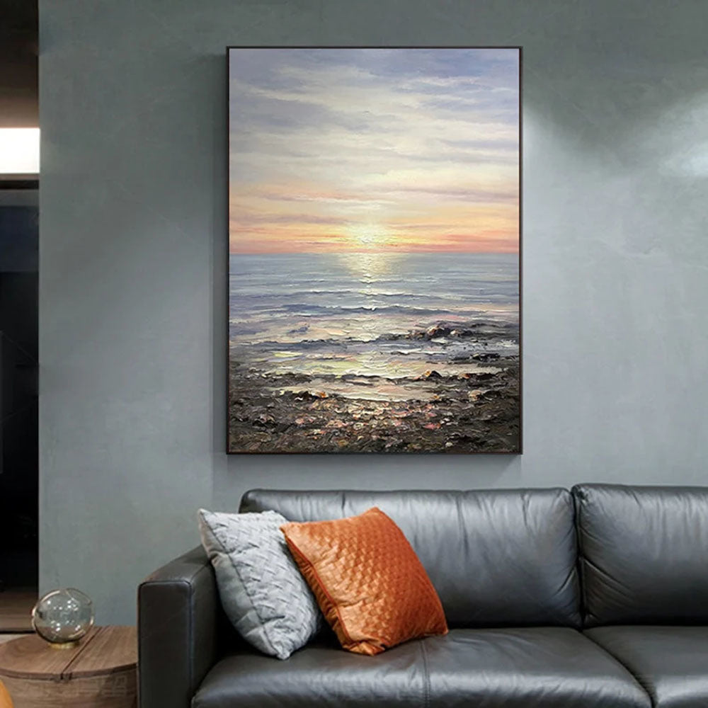 Ocean Painting Large Coastal Painting On Canvas Sea Landscape Painting Large Wall Sky Sea Painting Sea Level Painting Of Sunrise Landscape