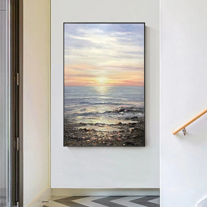 Ocean Painting Large Coastal Painting On Canvas Sea Landscape Painting Large Wall Sky Sea Painting Sea Level Painting Of Sunrise Landscape