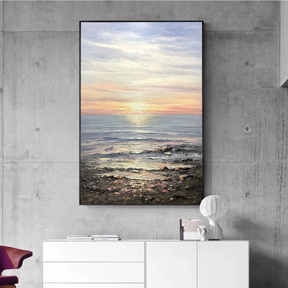 Ocean Painting Large Coastal Painting On Canvas Sea Landscape Painting Large Wall Sky Sea Painting Sea Level Painting Of Sunrise Landscape