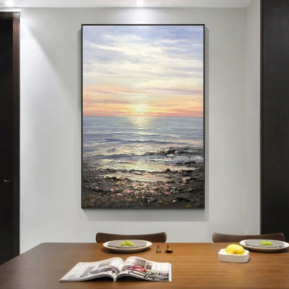 Ocean Painting Large Coastal Painting On Canvas Sea Landscape Painting Large Wall Sky Sea Painting Sea Level Painting Of Sunrise Landscape