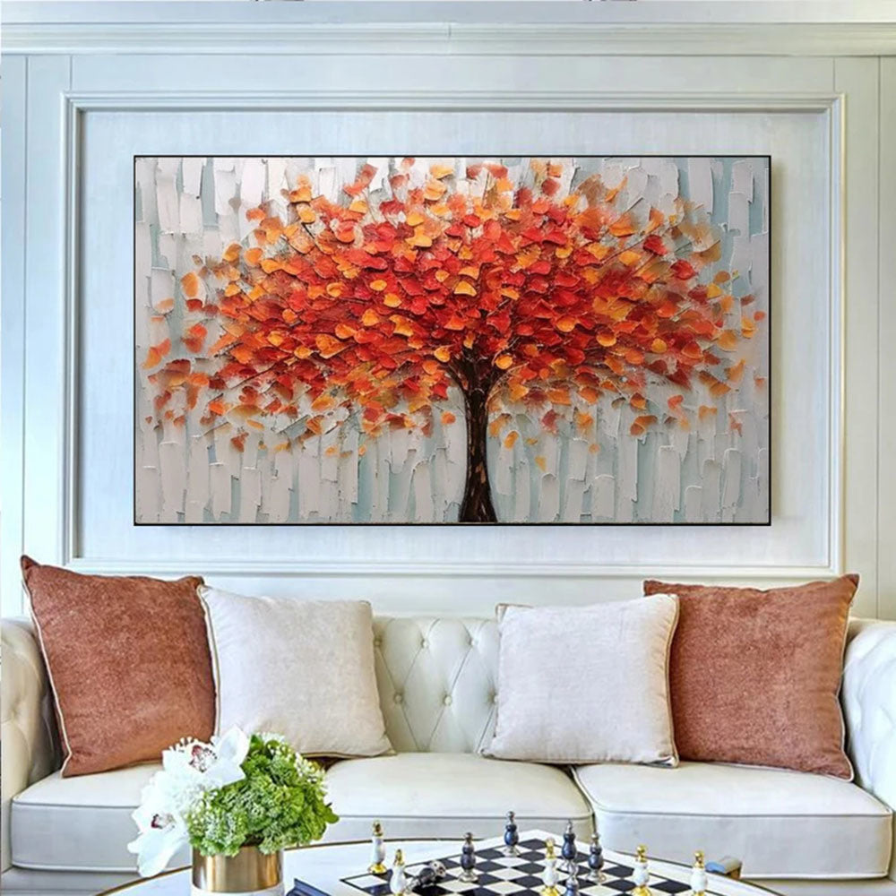 Large original oil painting big red flower decorative painting living room painting natural home decoration handmade painting