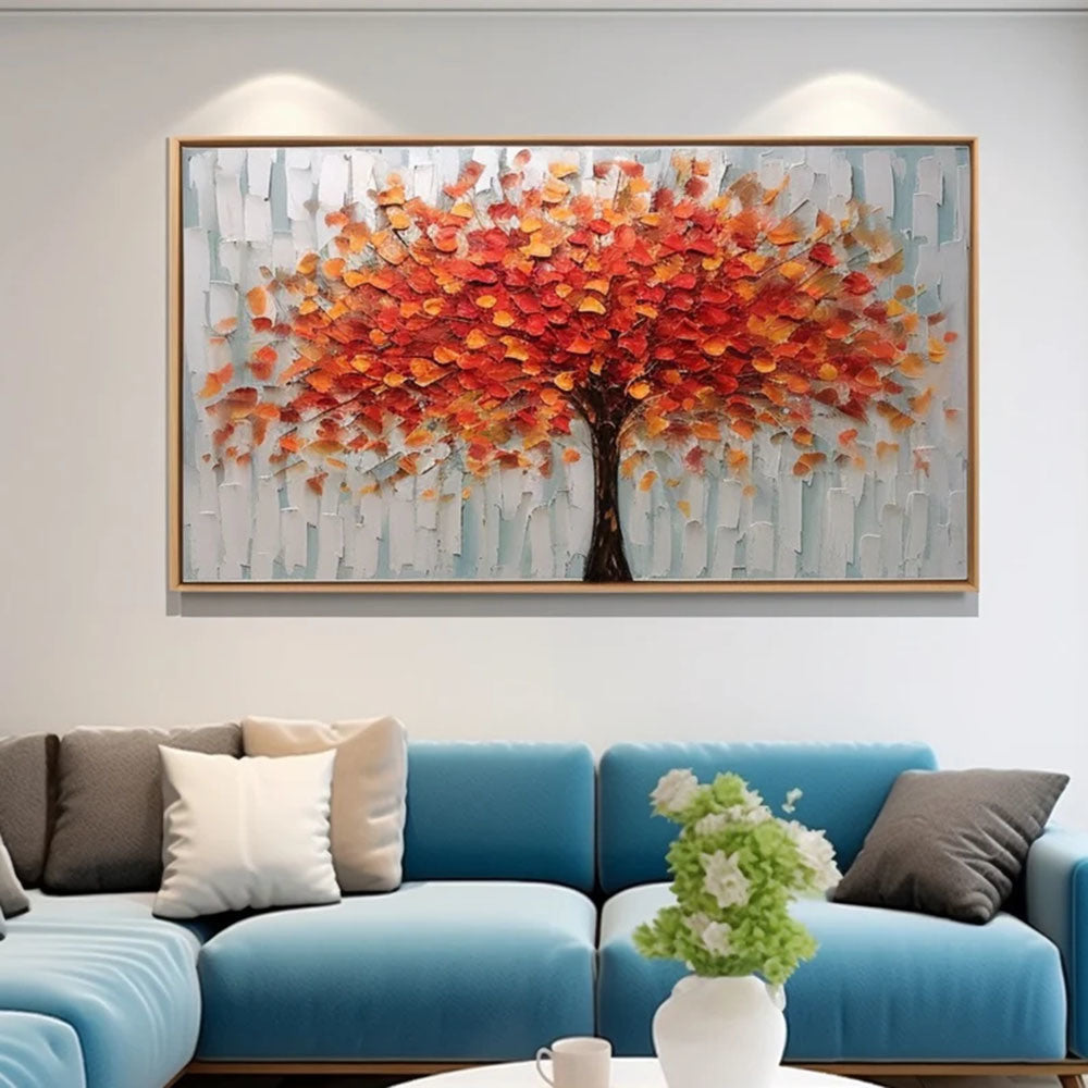 Large original oil painting big red flower decorative painting living room painting natural home decoration handmade painting