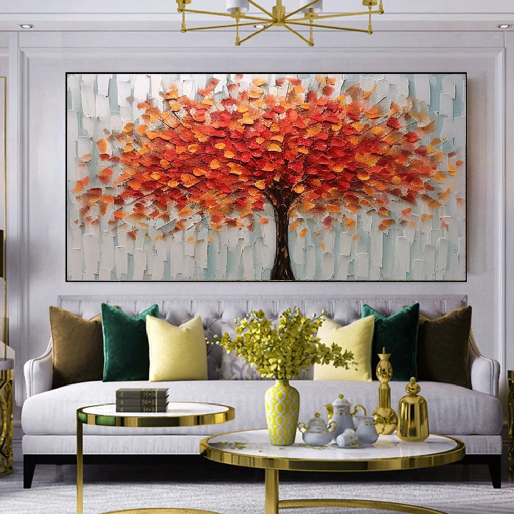 Large original oil painting big red flower decorative painting living room painting natural home decoration handmade painting