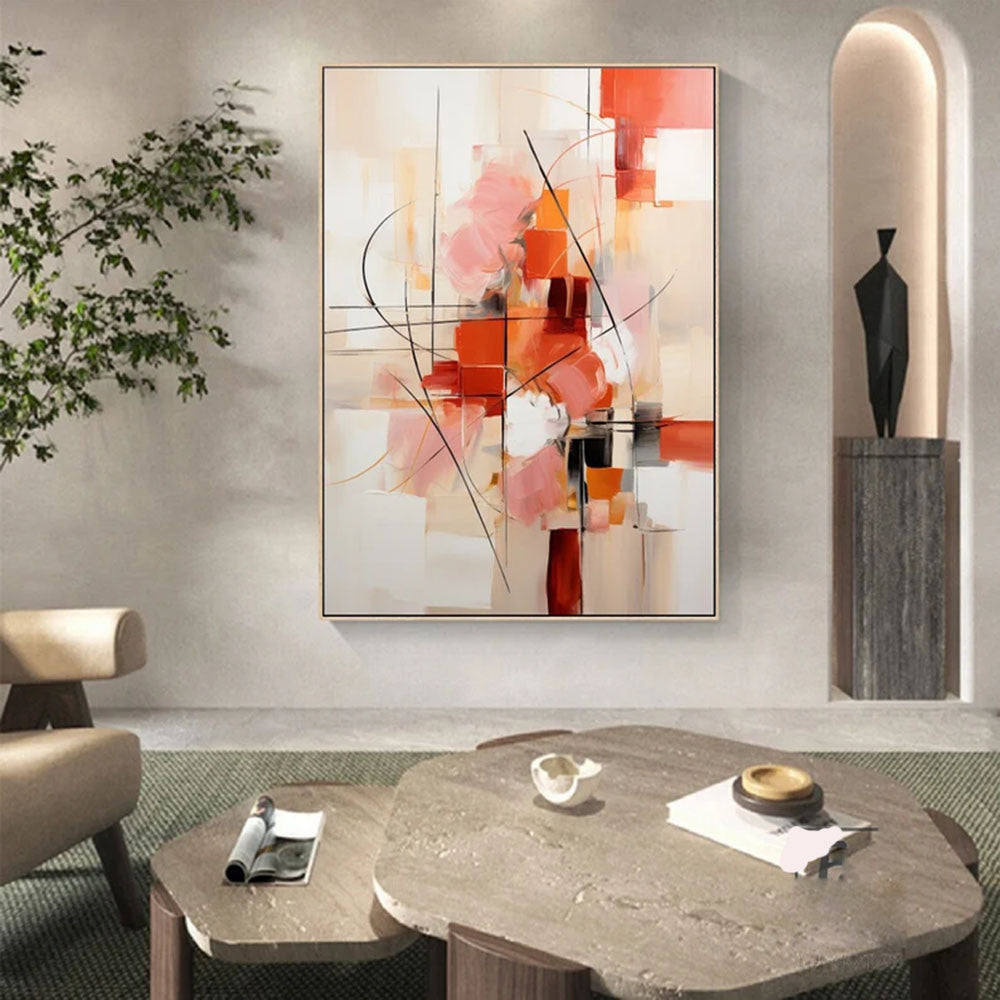 Pink paintings on canvas Original large abstract painting Pink oil painting knife painting texture Golden Abstract Art wall art painting