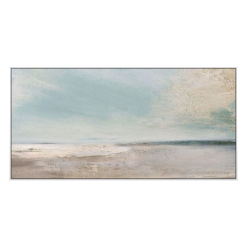 Blue Sky and Sea Beach Landscape Posters and Handmade Canvas Painting Wall Art Picture for Living Room Decor Salon No Frame