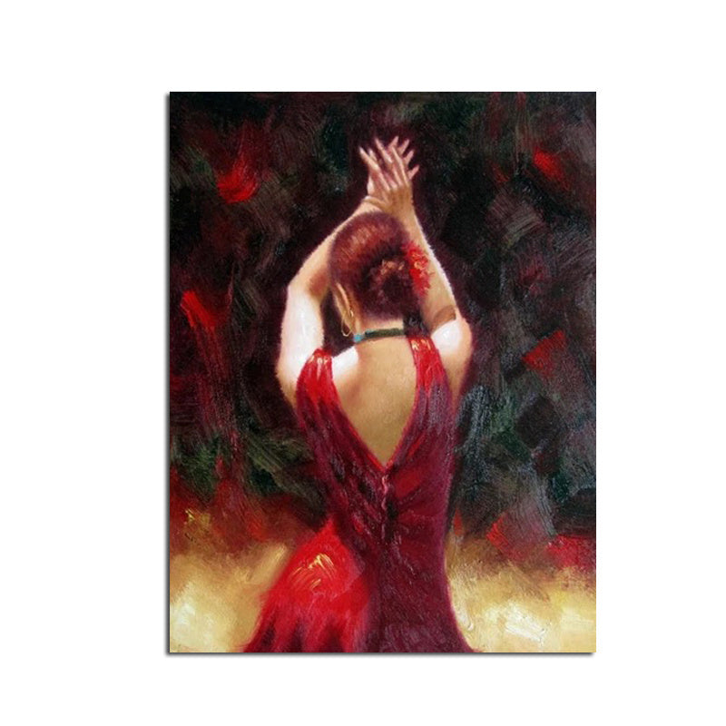 Hand Painted Abstract Oil Painting Wall Art Modern Contemporary Dancing Girl Picture Canvas Home Decor For Living Room No Frame